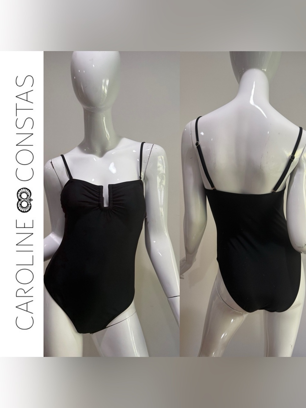 Caroline Constas Classic Black One Piece Swimsuit Bathing Suit Swim Resortwear